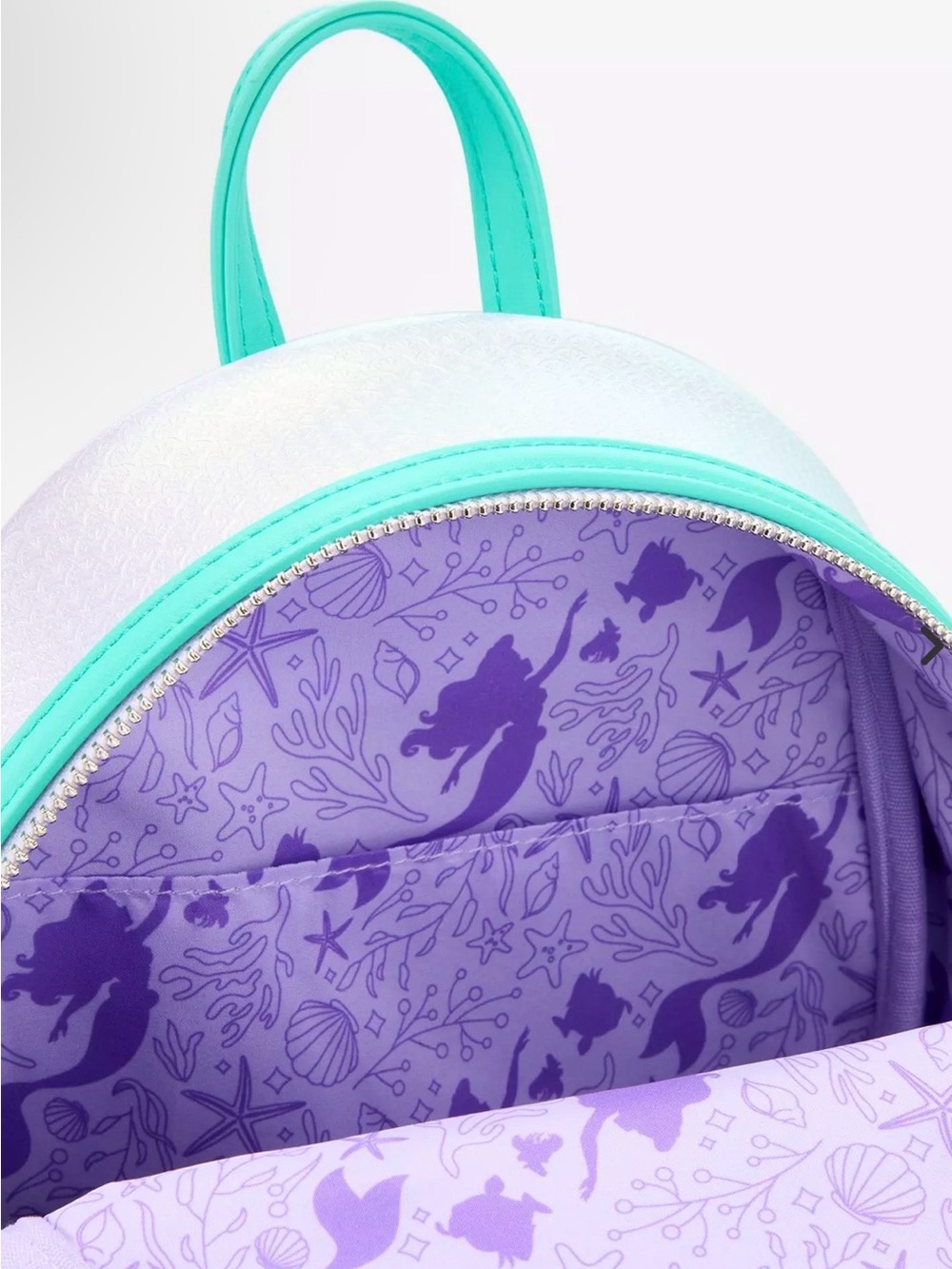 Loungefly Disney The Little Mermaid Iridescent Shell Mini Backpack - Picture 4 of 4